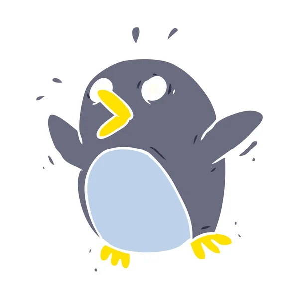 Plat Couleur Style Dessin Animé Peur Pingouin — Image vectorielle