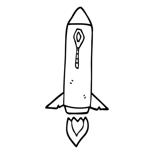 Line Drawing Cartoon Space Rocket — Stock Vector