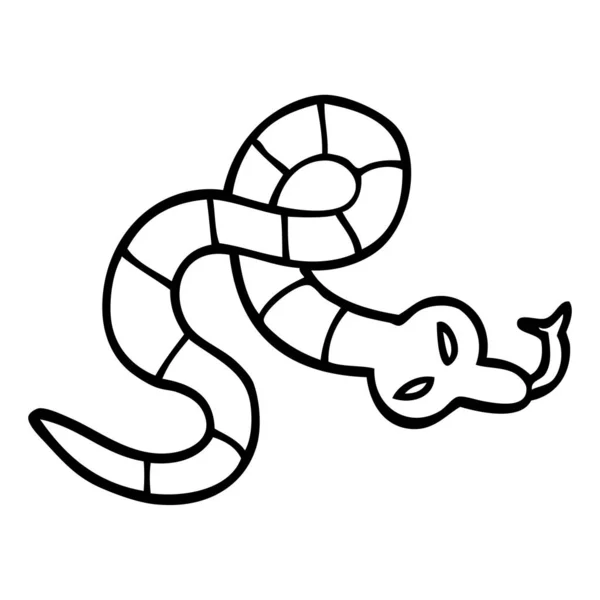 Rysowanie Linii Kreskówka Trujący Wąż — Wektor stockowy