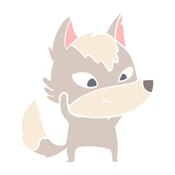 Freundliche Flache Farbe Stil Cartoon Wolf — Stockvektor