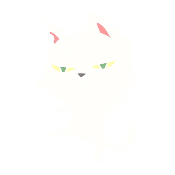 Těžký Plochý Barevný Styl Kreslená Kočka — Stockový vektor