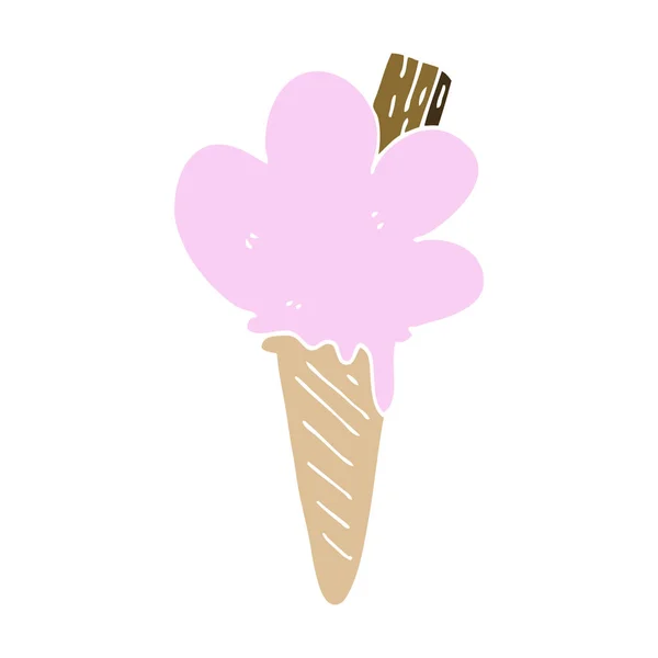 Cartone Animato Cono Gelato Doodle — Vettoriale Stock