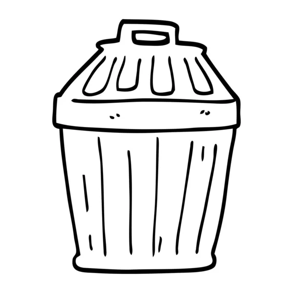 Línea Dibujo Dibujos Animados Papelera Residuos — Vector de stock