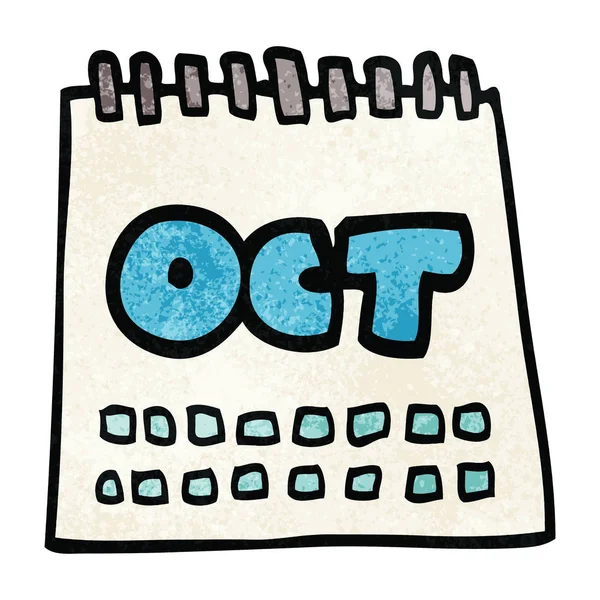 Cartoon Doodle Calendário Mostrando Mês Outubro — Vetor de Stock