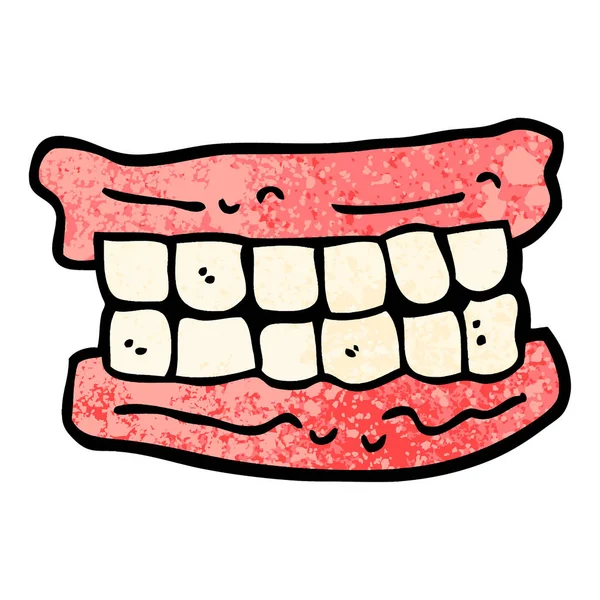 Grunge Textured Illustration Cartoon False Teeth — стоковый вектор