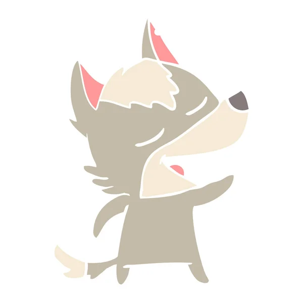 Flache Farbe Stil Cartoon Wolf Lachen — Stockvektor