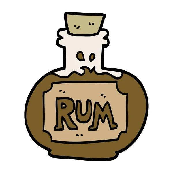 Cartoon Doodle Gammal Flaska Med Rom — Stock vektor