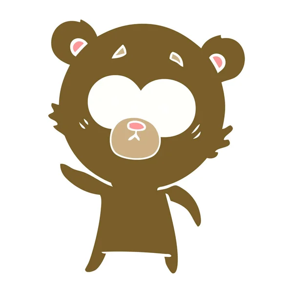 Worried Bear Flat Color Style Cartoon — Stock Vector