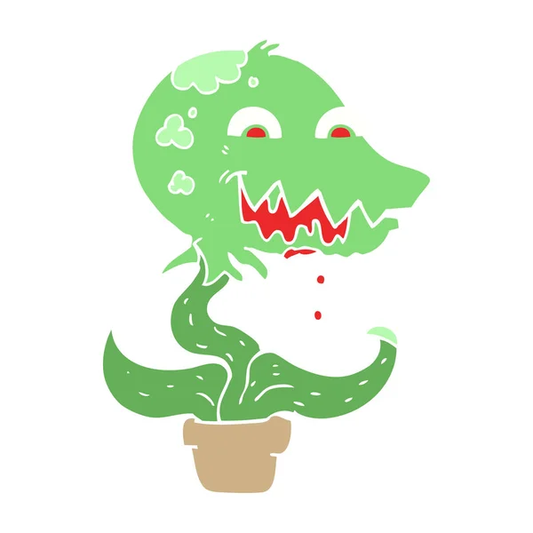 Flat Color Illustration Monster Plant — Stock Vector