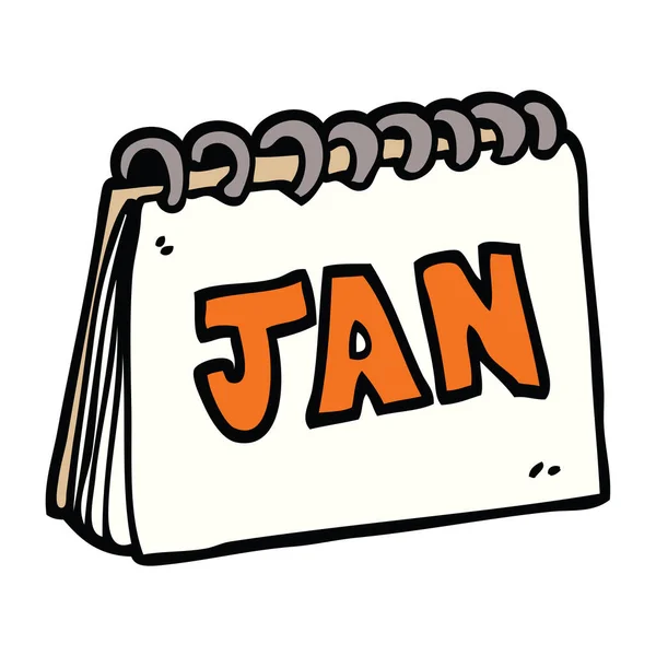 Cartoon Doodle Calendar Showing Month January — Stock Vector