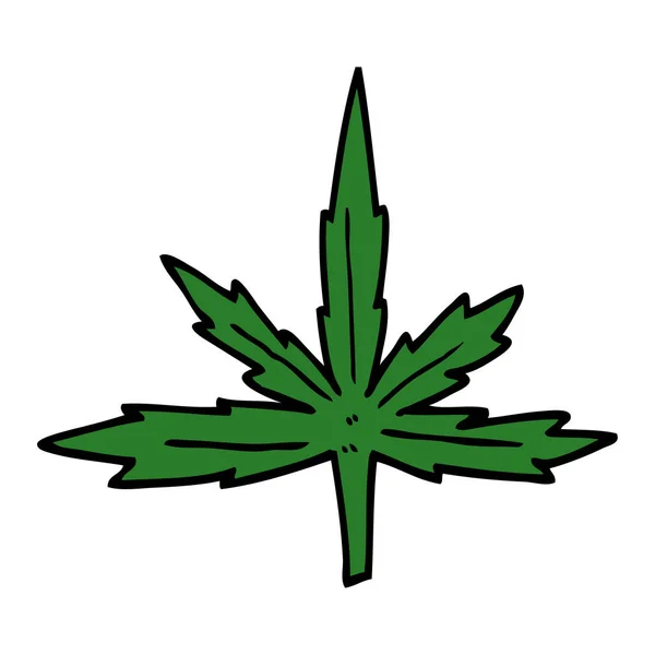 Doodle Kreskówka Liść Marihuany — Wektor stockowy