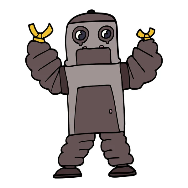 Cartoon Doodle Robot Vektorillustration — Stock vektor