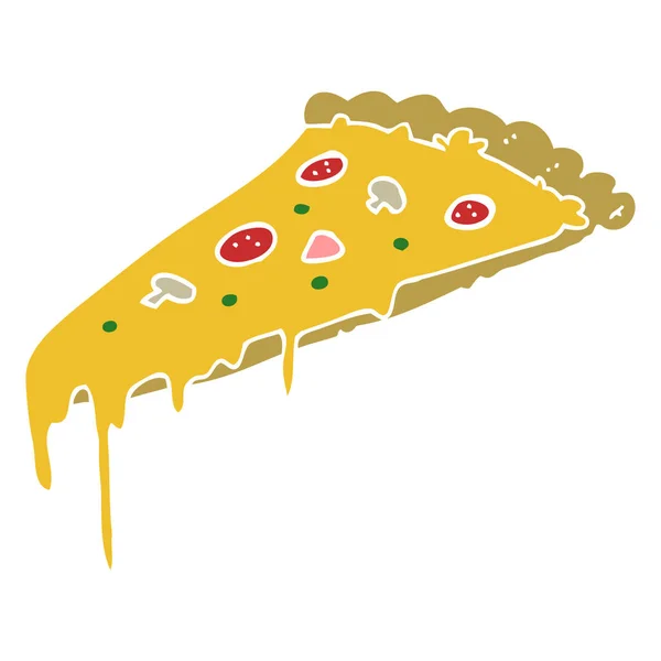 Düz Renk Tarzı Çizgi Film Pizza Dilimi — Stok Vektör
