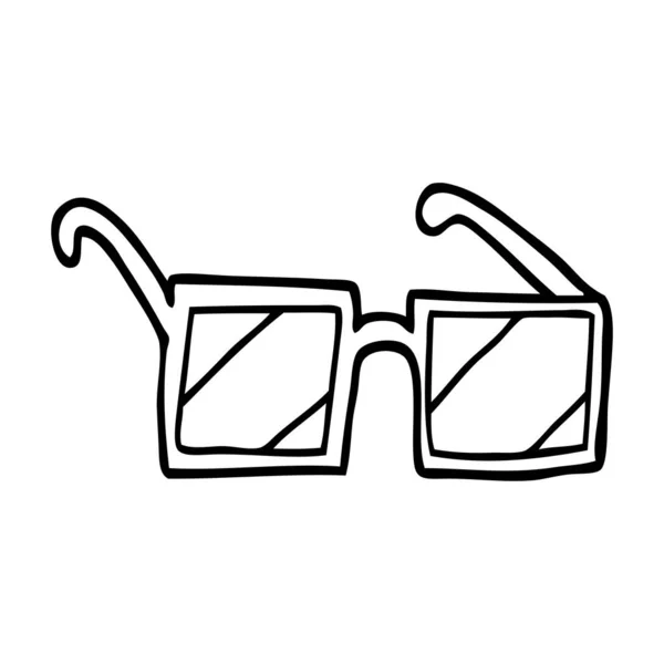 Línea Dibujo Dibujos Animados Gafas Cuadradas — Archivo Imágenes Vectoriales