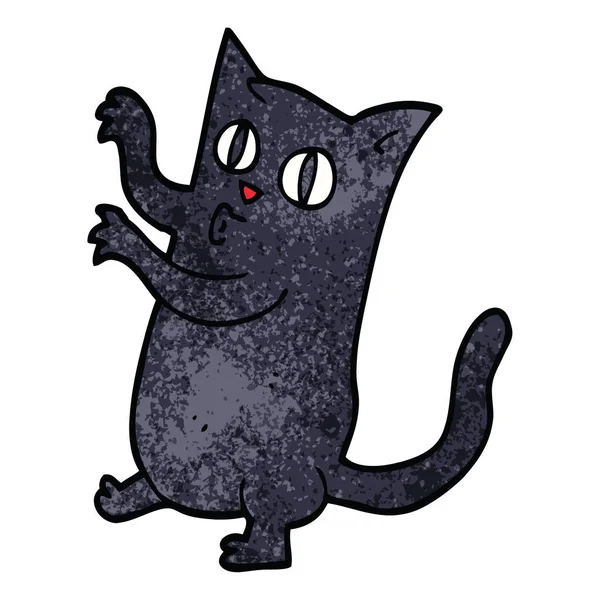 Cartoon Doodle Spooky Black Cat — Stock Vector