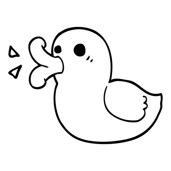 Linha Desenho Desenho Desenho Animado Pato Borracha — Vetor de Stock