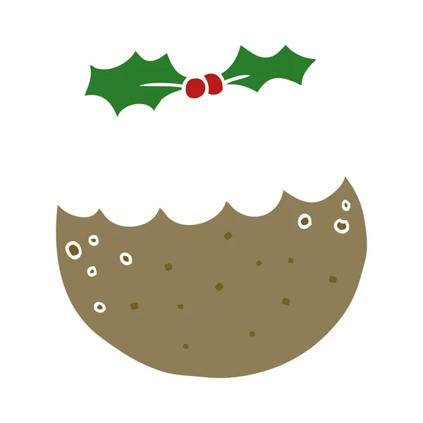Plat Couleur Style Dessin Animé Pudding Noël — Image vectorielle