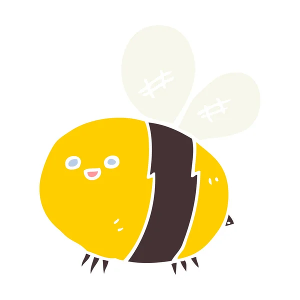 Egale Kleur Stijl Cartoon Bee — Stockvector