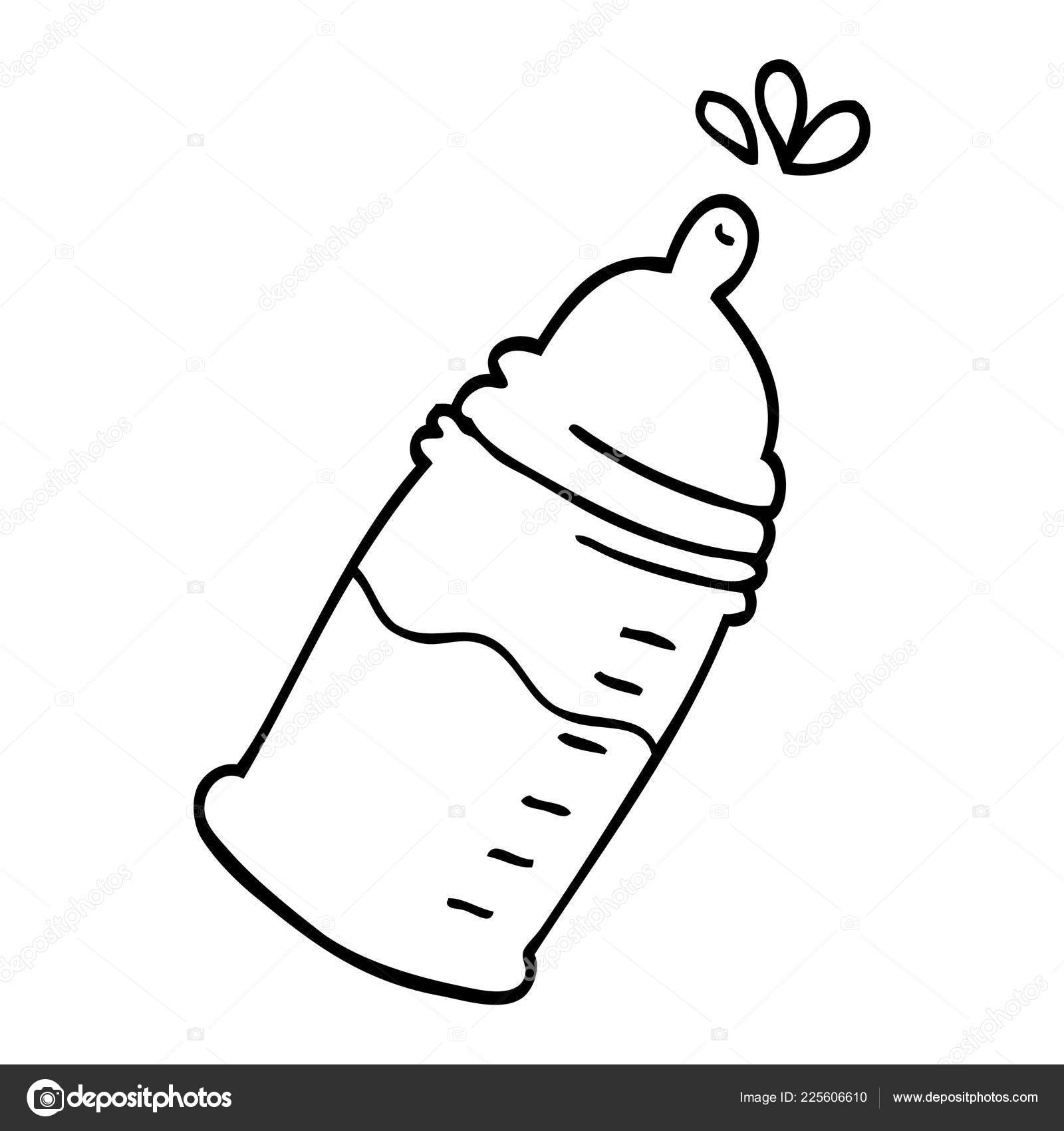 Line Drawing Cartoon Baby Bottle Stock Vector by ©lineartestpilot 225606610