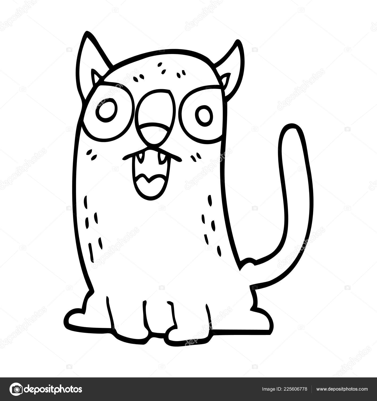 Linienzeichnung Karikatur Lustige Katze Vektorgrafik Lizenzfreie Grafiken C Lineartestpilot Depositphotos