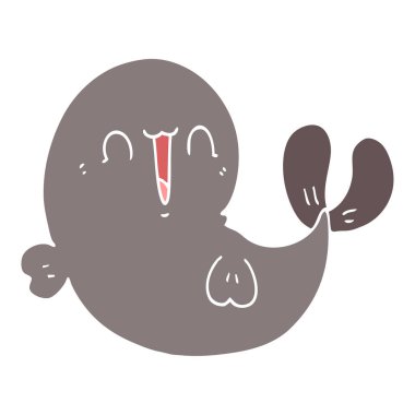 sevimli düz renk tarzı çizgi film balina