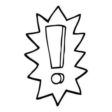 siyah beyaz çizgi film ünlem işareti