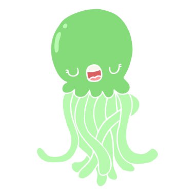 düz renk tarzı çizgi film denizanası