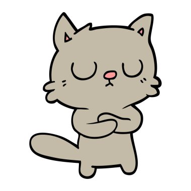 elle çizilmiş doodle tarzı çizgi film kedi