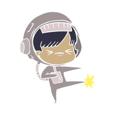 kızgın düz renk tarzı çizgi film alan kız ayak stubbing