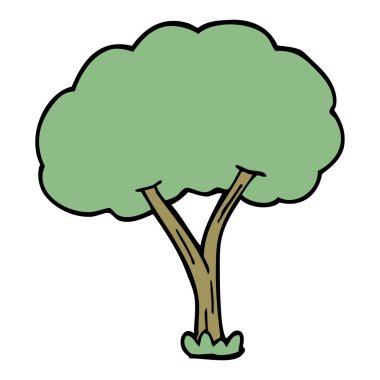 çizgi film doodle çiçek açan ağaç