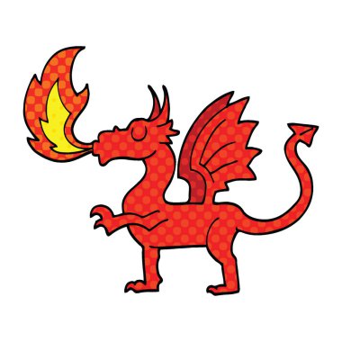 çizgi roman tarzı çizgi film kırmızı ejderha