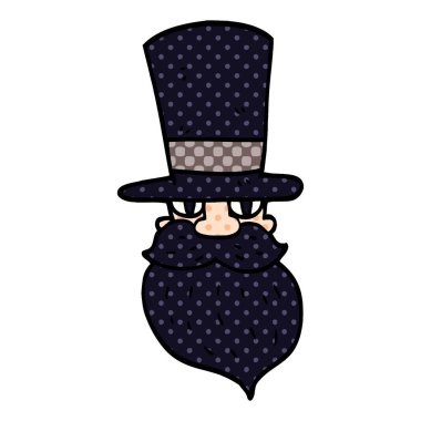 çizgi film doodle silindir şapkalı adamla sakallı