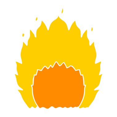 düz renk tarzı çizgi film ateş