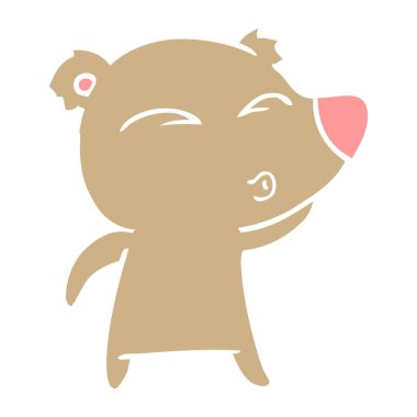 ayı ıslık düz renk stil çizgi film