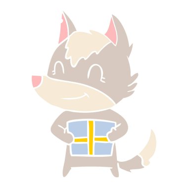 dost düz renk tarzı çizgi film kurt