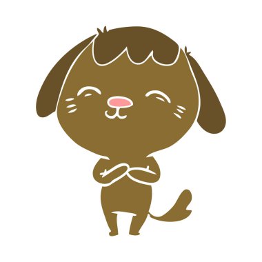 mutlu düz renk stil karikatür köpek