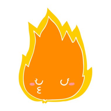 sevimli düz renk tarzı çizgi film ateş