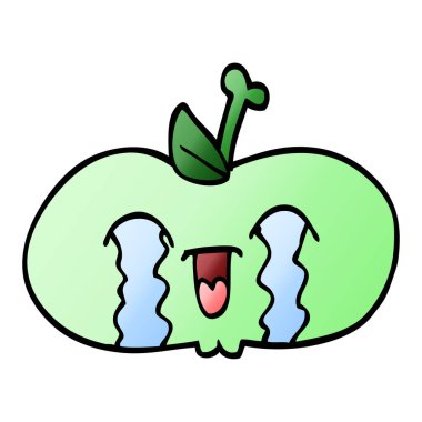 vektör degrade illüstrasyon karikatür üzücü bir elma