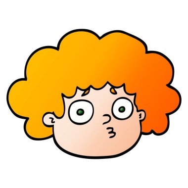 vektör degrade illüstrasyon karikatür kabarık saçlı çocuk