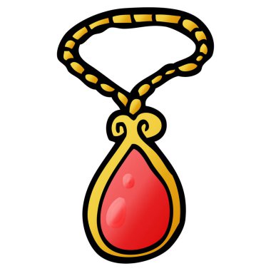 çizgi film doodle kırmızı kolye