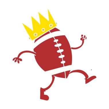 football with crown flat color style cartoon  clipart