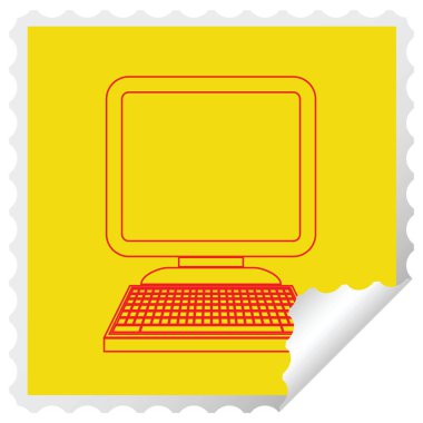 bilgisayar kutsal kişilerin resmi etiket vektör çizim peeling kare