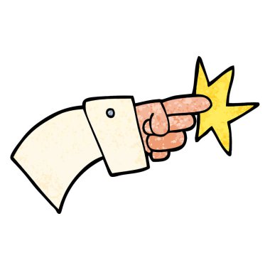 grunge dokulu illüstrasyon karikatür el simgesini işaret