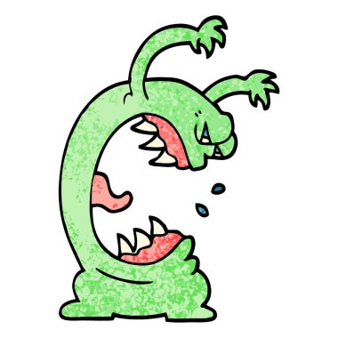 Grunge dokulu illüstrasyon karikatür canavar