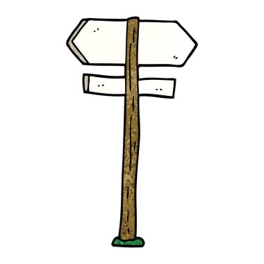 çizgi film doodle yön işareti mesajını boyalı.