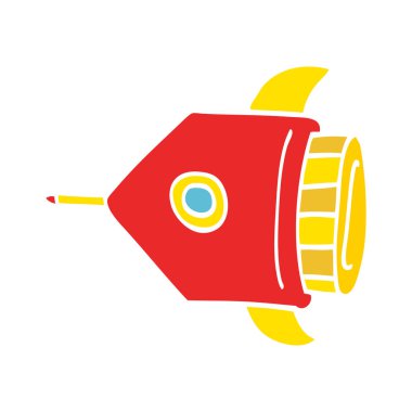 çizgi film doodle roket, vektör çizim