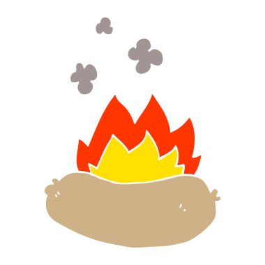 çizgi film doodle yanan sosis