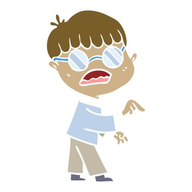 düz renk stil çizgi film erkek gözlük takıyor