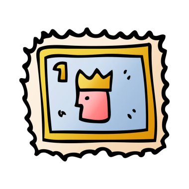 çizgi film doodle damga ile Kraliyet yüz