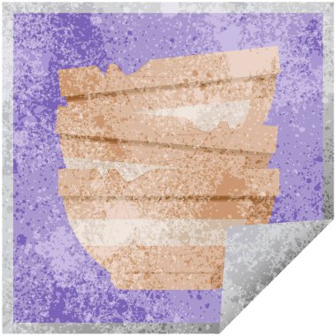 yığın kırık eski kase grafik vektör çizim kare etiketini